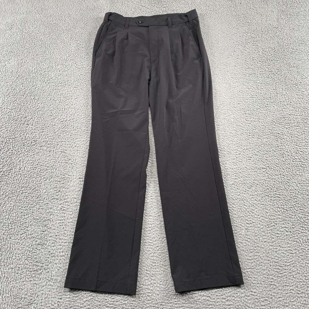 TGW Pants Mens 32x32 Black Golf Trousers Pleated Performance Spandex Stretch